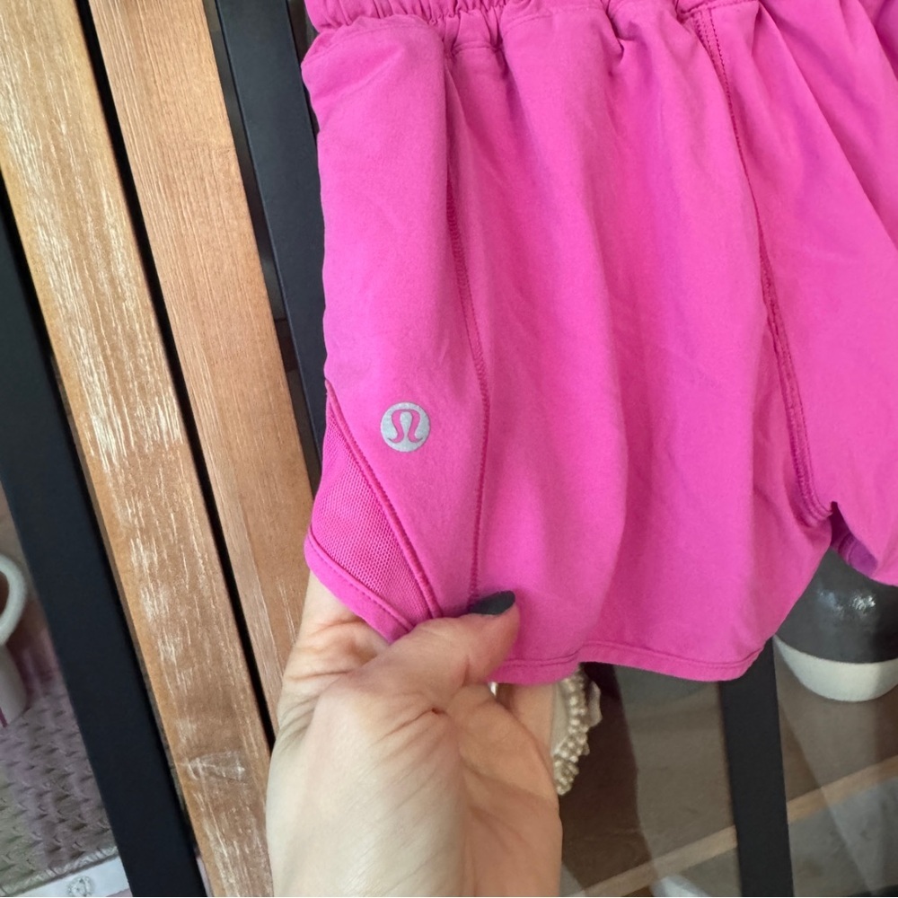 Lululemon Hotty Hot Shorts II 4" Pink Highlight neon mid-rise running workout - Picture 5 of 12